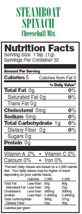Nutrition Facts Steamboat Spinach