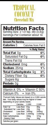 nutritional facts tropical coconut