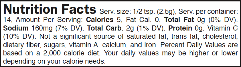 Nutritional Facts Cowpoke Salsa