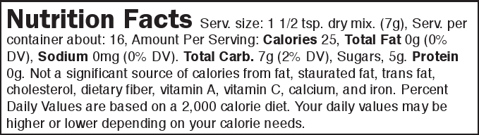 Nutritional Facts Key Lime Mix