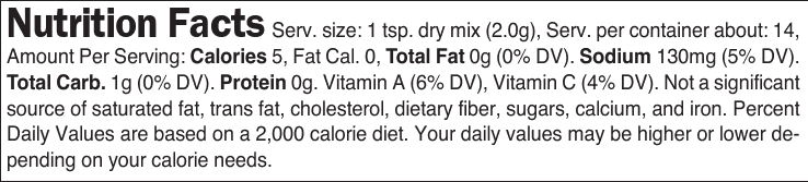 Nutritional Facts Spinach & Artichoke