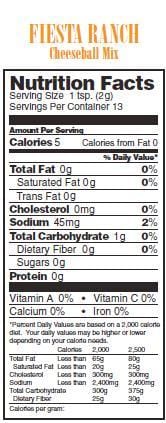 Nutrition Facts fiesta ranch mix
