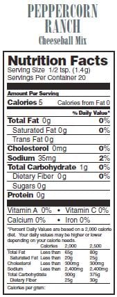 Nutrition Facts Peppercorn mix
