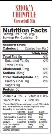 Nutrition Facts smokin chipotle