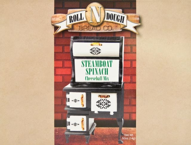 steamboat spinach cheeseball label